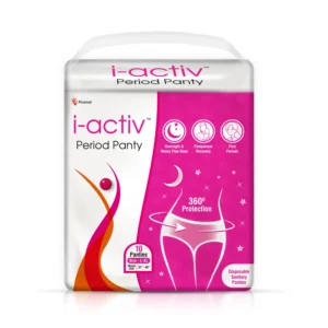 i-activ Period Panty for Girls & Women | L-XL | Disposable Period Panties for Women Leak Proof | Maternity Pads for Heavy Flow Periods | Overnight 360 Degree Protection | Waist Size - 31" to 48"